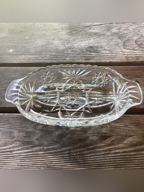 Anchor Hocking Vintage Early American Star of David Divided Relish Dish